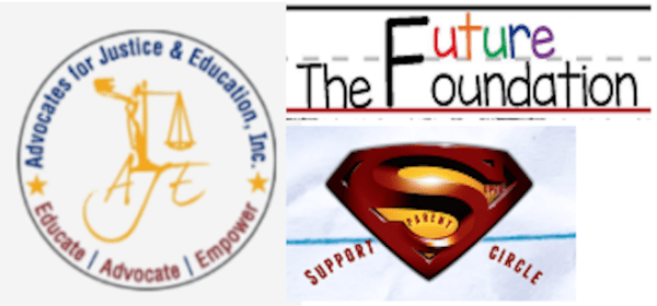 logo for Advocates for Justice & Education: Educate/Advocate/Empower and The Future Foundation: Parent Support Circle